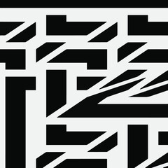 Mosaic consists of black and white geometric shapes.