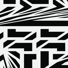 Mosaic consists of black and white geometric shapes.