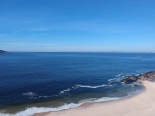 Aerial view of Piratininga beach in Niterói, Rio de Janeiro. Sunny day. Drone photo