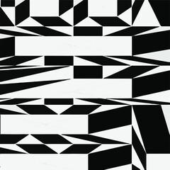 Mosaic consists of black and white geometric shapes.