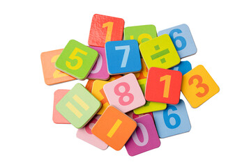 Math number colorful on white background, education study mathematics learning teach concept.