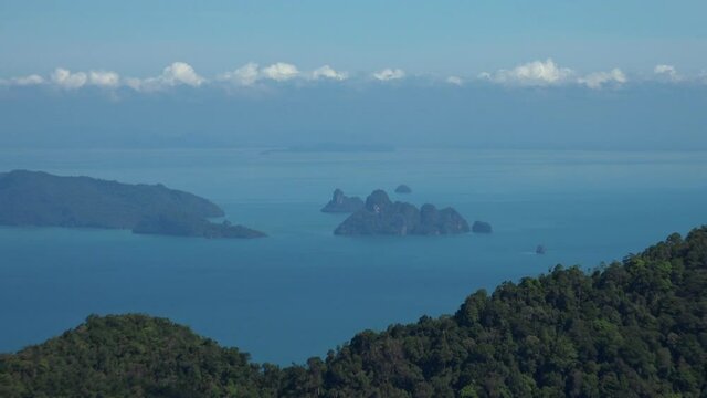 Panoramic over Langkawi island with beautiful cloudy blue sky.
