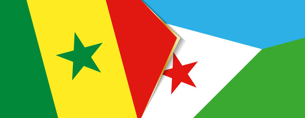 Senegal and Djibouti flags, two vector flags.