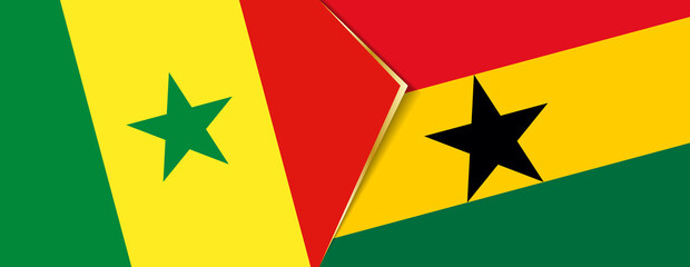 Senegal and Ghana flags, two vector flags.