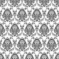 Black and white damask pattern. Vintage luxury seamless vector background.