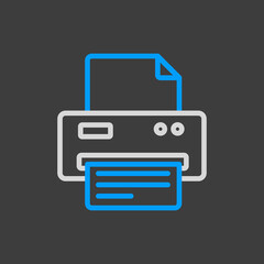 Printer vector outline icon isolated on the white