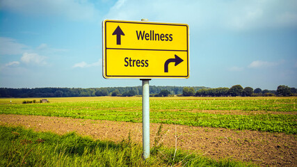 Street Sign to Wellness versus Stress