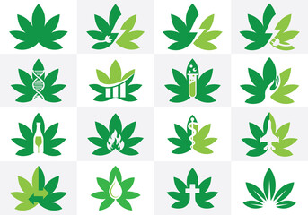 Cannabis logo set. Cannabis Marijuana sign symbol icon design