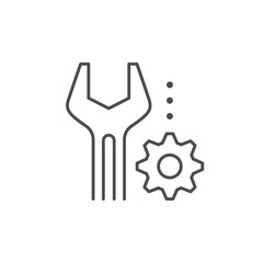 Settings line icon or mechanical concept isolated on white