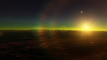 view from a beautiful planet, beautiful space background 3d render