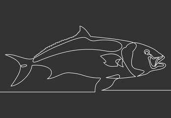 Obraz premium Continuous one line drawing fish. vector illustration. Black and white.