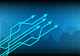 Abstract arrow growth and success graph business sign with gredient background vector illustrator.
