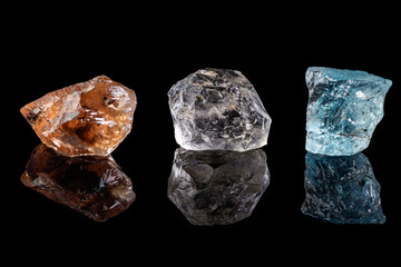 stone macro mineral topaz on black background