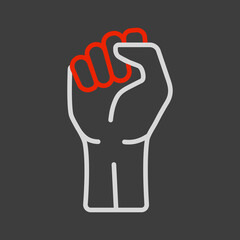 Fist raised up vector icon. Protest, strike sign
