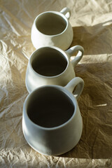 Handmade ceramic craft ware. Cups.