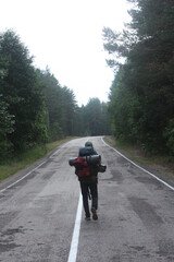Naklejka premium tourist on the road