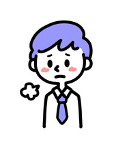 ため息をつく会社員の男性のイラスト