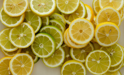 Healthy food background. Lemon. Juicy multi-colored lemons.