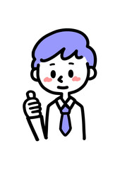 グッドポーズをする会社員の男性のイラスト