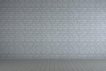 Empty white interior with plaster bricks wall. 3d rendering
