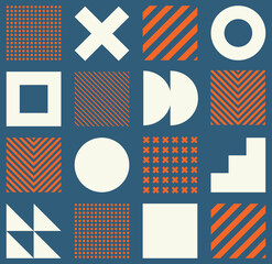 Obraz premium Minimalistic geometric seamless pattern in Scandinavian style. Abstract background with simple shapes and textures.