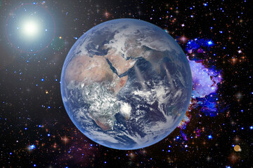 View of the planet earth from space. Gas, nebula, stars. The elements of this image furnished by NASA.