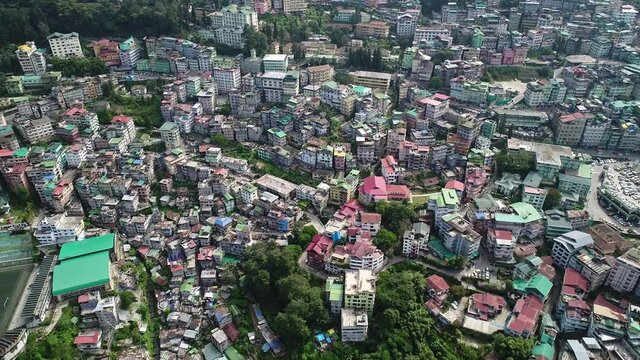 Ville de Gangtok dans le Sikkim en Inde vue du ciel
