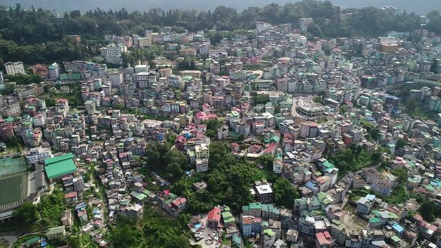 Ville de Gangtok dans le Sikkim en Inde vue du ciel