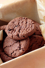tasty homemade chocolate chip cookies in the box