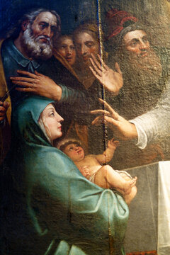 Milan, Italy - July 16, 2020: Church of San Lorenzo in Milan, Italy, interior. Painting