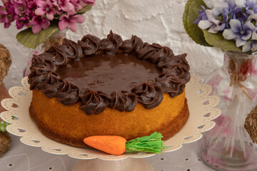 Chocolate cake with chocolate cream icing