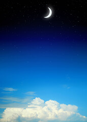 Fototapeta na wymiar Day and night sky with moon