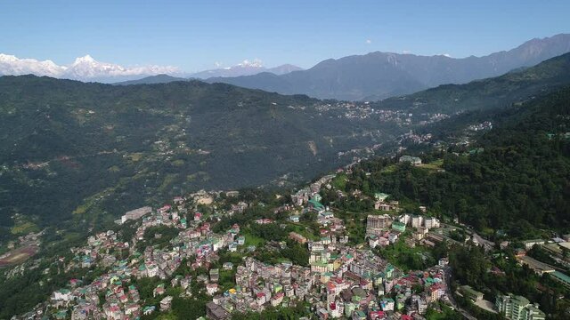 Ville de Gangtok dans le Sikkim en Inde vue du ciel