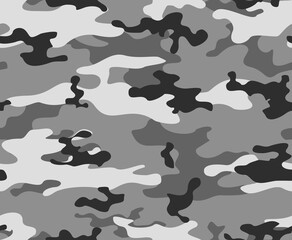 
Gray vector camouflage, army winter template. Fashion background