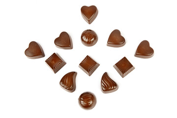 Assorted Various Chocolate Candies on White Background