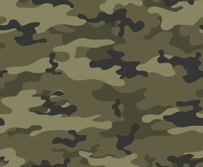 Fototapeta premium Khaki camouflage background, seamless vector print. Ornament