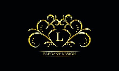 Luxurious monogram, design of an exquisite ornament with the letter L. Illustration of good as a logo of a fashion boutique, hotel brand, restaurant, business, cover.