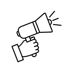 Hand with megaphone symbolizing promotion. Can be used for web, print and mobile.