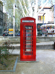 Red vintage phone booth