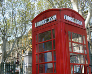 Red vintage phone booth