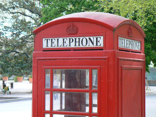 Red vintage phone booth