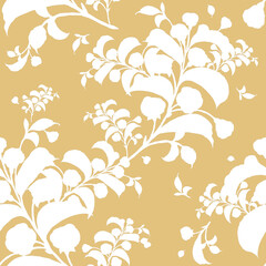  Watercolor seamless pattern of flowering branches