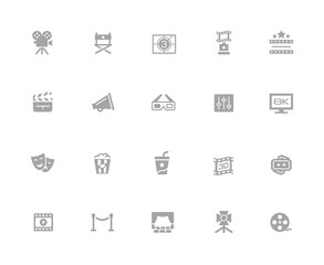 Film Industry and Theater Icons // 32 pixels Icons White Series - Vector icons designed to work in a 32 pixel grid