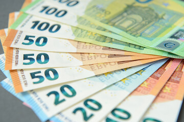 Background with euro banknotes. Cash.