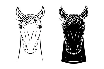 Line art vector drawing of horse face