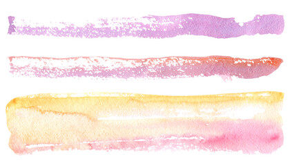 Hand drawn watercolor blots on white background