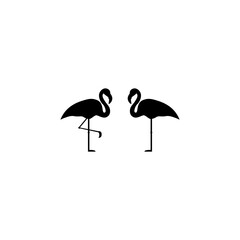 Black icon of animal sign, two flamingos. Vector illustration eps 10