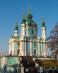 in Kiev, capital oUKRAINE - NOVEMBER 10, 2018: Orthodox cathedral of St. Andrey.