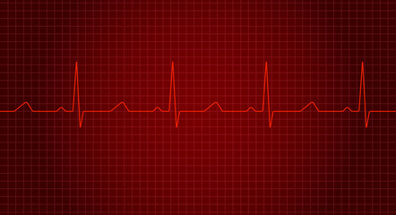 Red heart rate graph. Heart beat. Ekg wave. Heartbeat line. Vector illustration