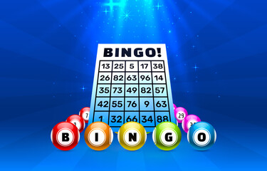 Bingo game, balls with numbers, on a colored background. Vectors